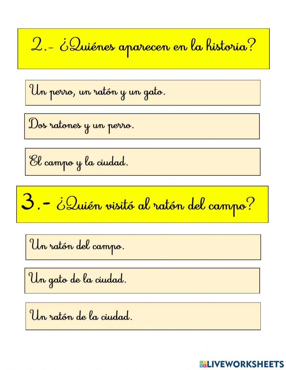 Comprension lectora esopo