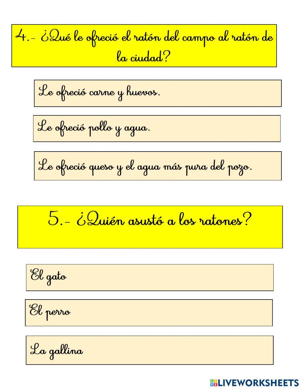 Comprension lectora esopo