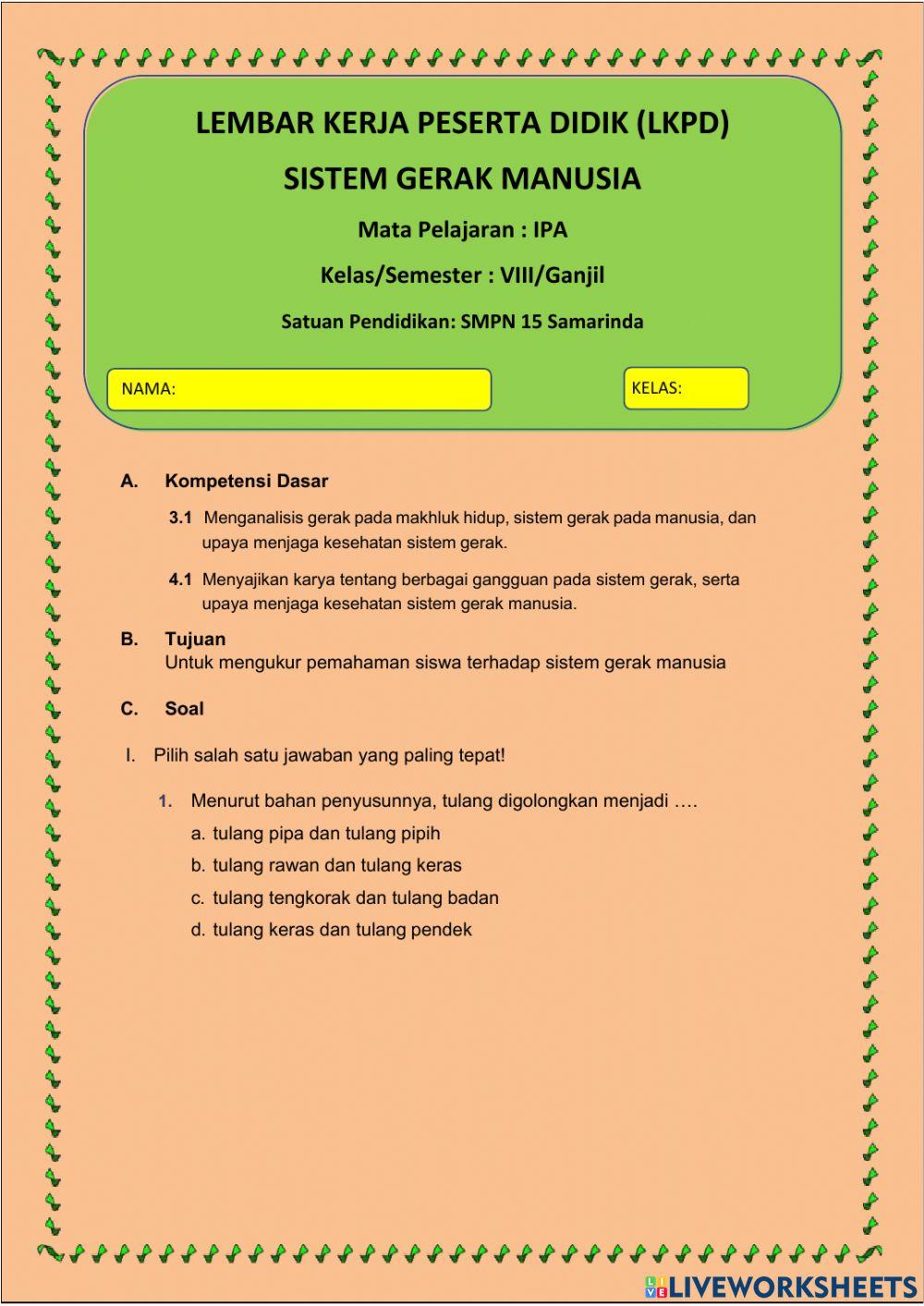 Bahan Ajar Gerak Pada Manusia