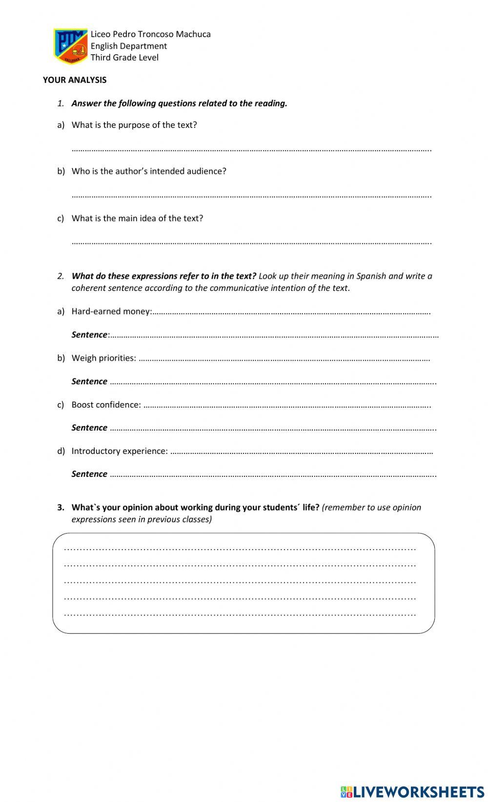 Students' job benefits