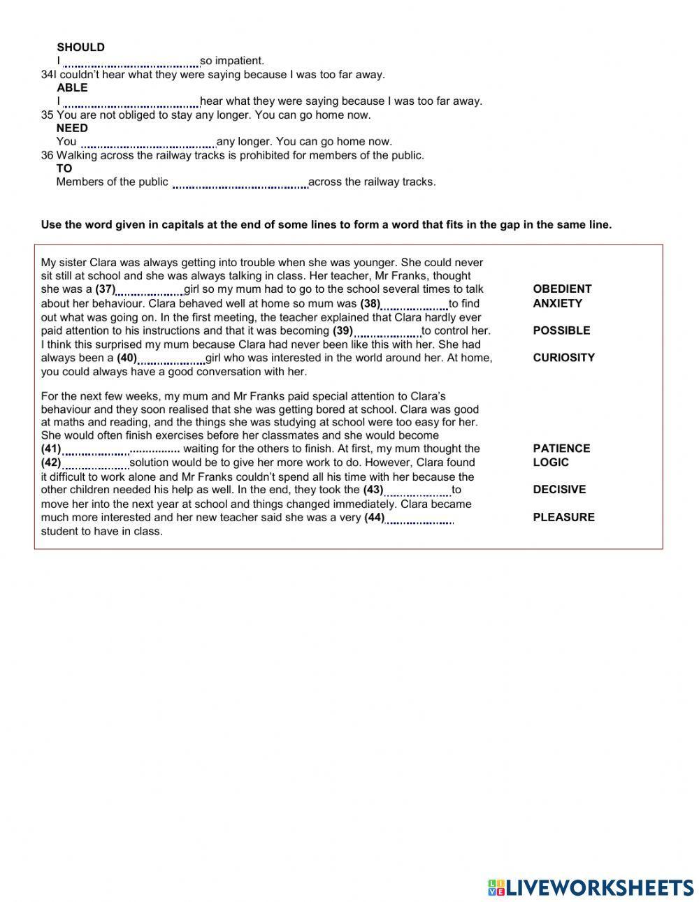 Grammar gold ex. b1+ unit 4