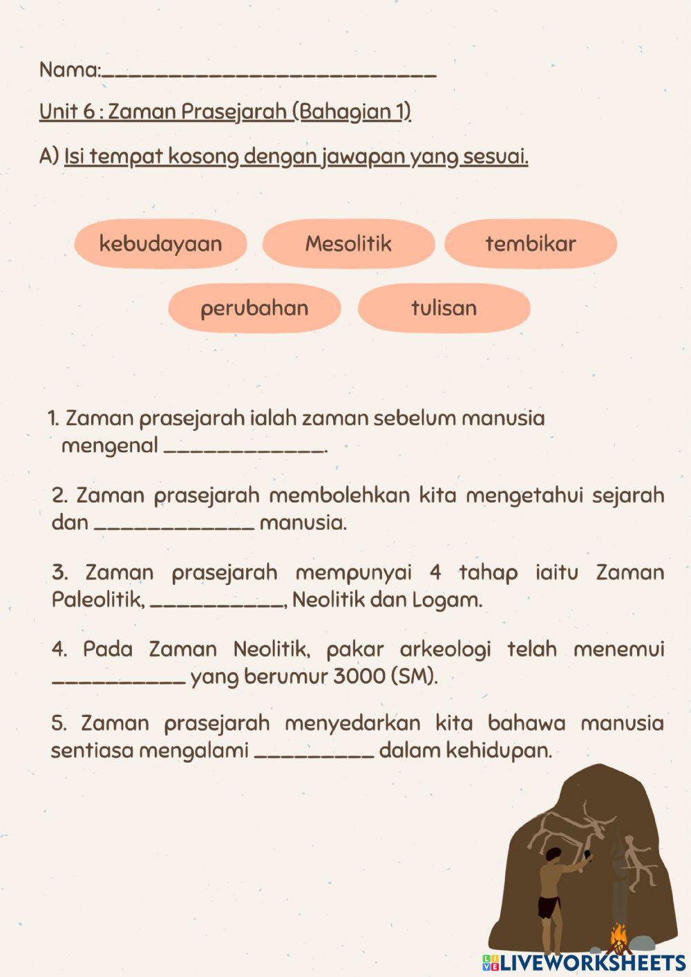 Unit 6: Zaman Prasejarah (Bhg. 1)