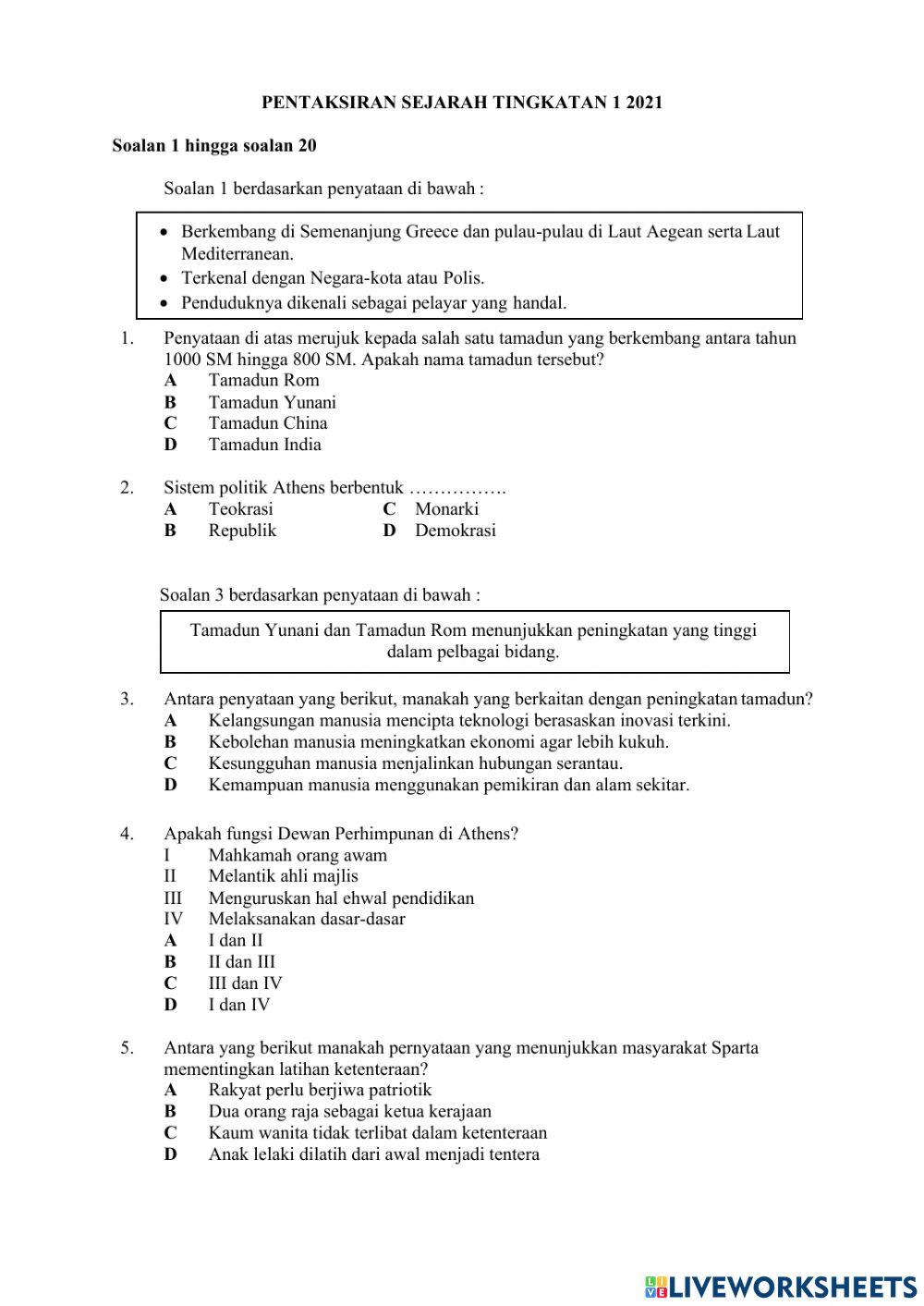 Penilaian Sejarah T1
