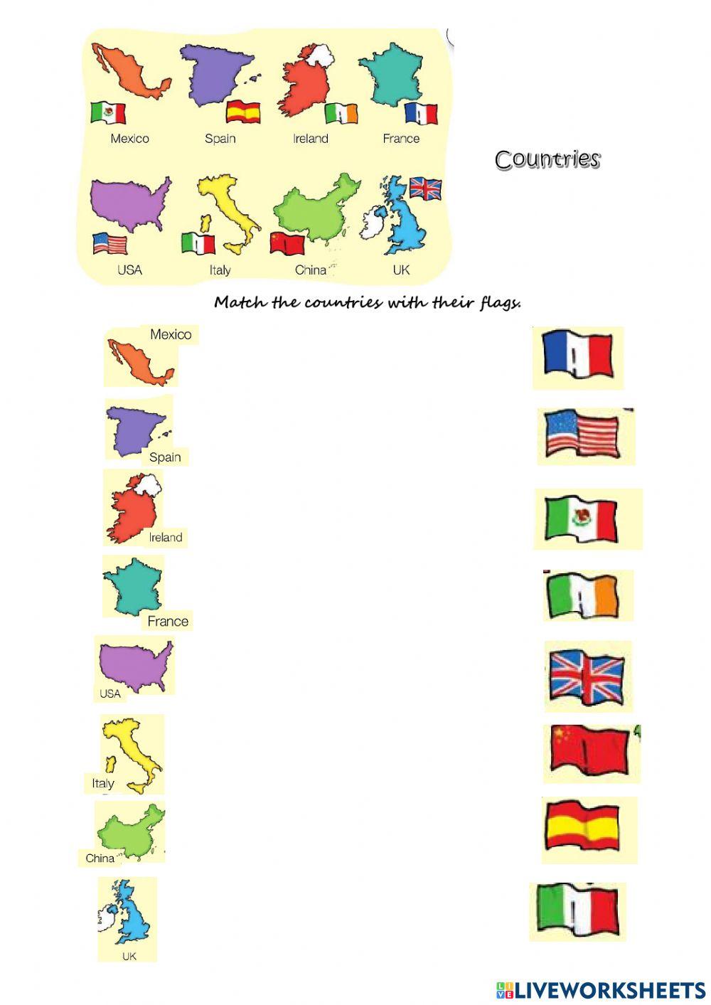 Countries flags worksheet Live Worksheets