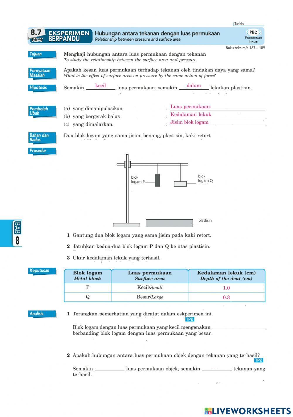 Hubungan Antara Tekanan dan Luas Permukaan