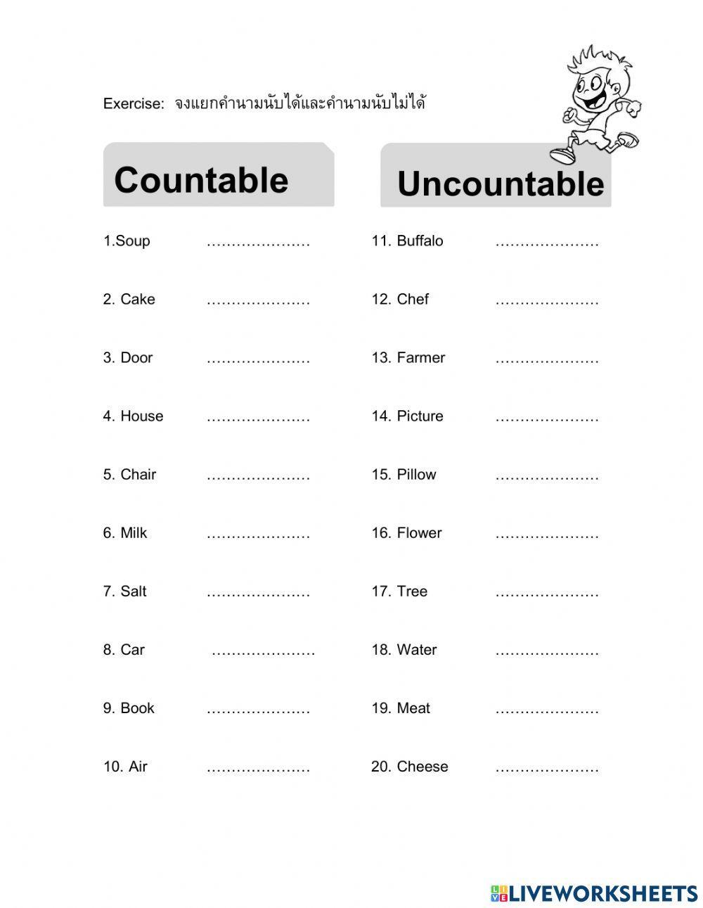 Countable and Uncountable nouns