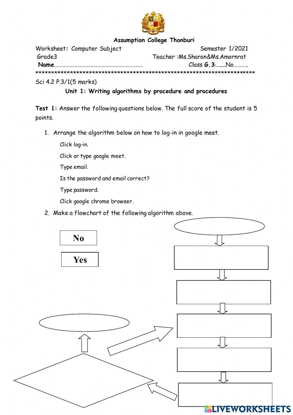 Grade 3 Unit 1: Writing algorithms by procedure and procedures online ...