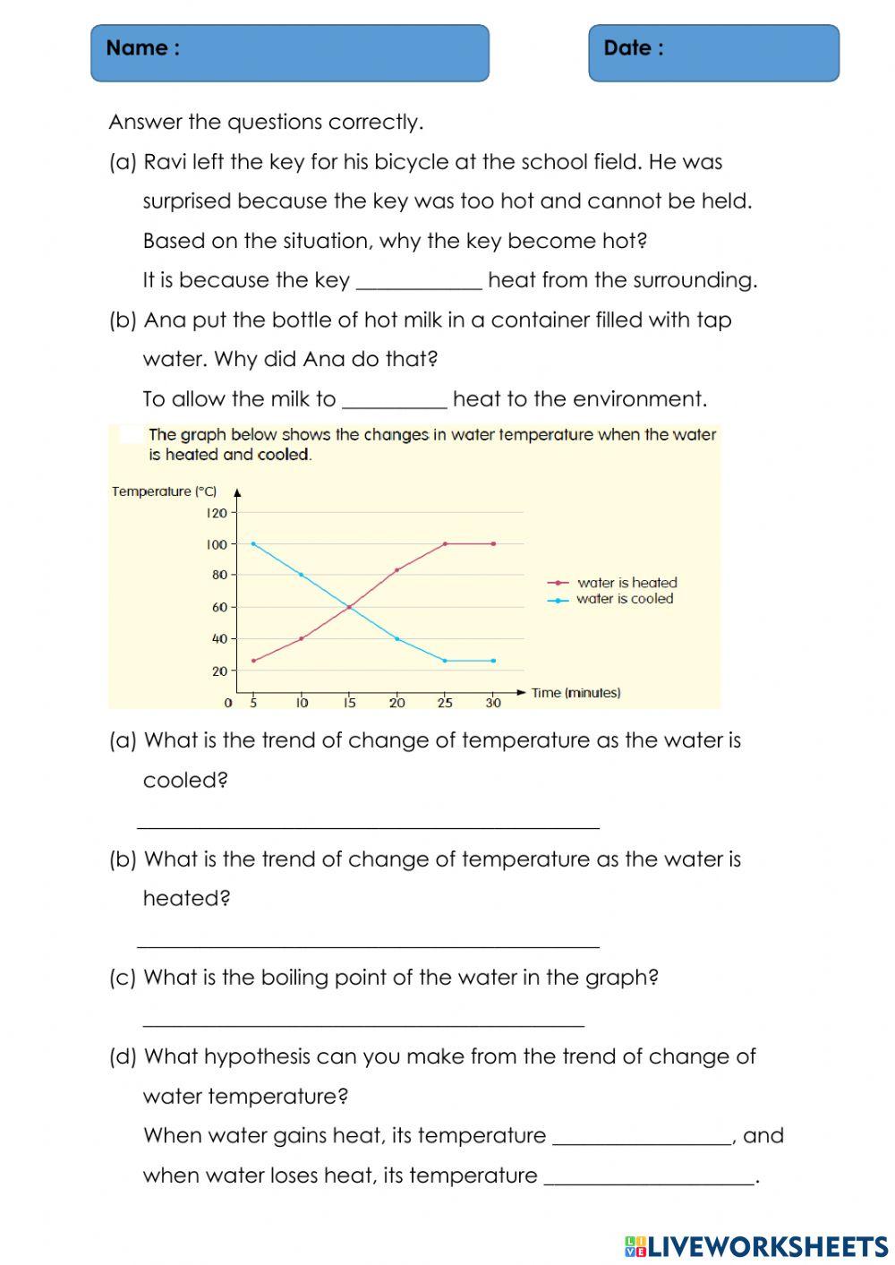 Heat - changes of water temperature
