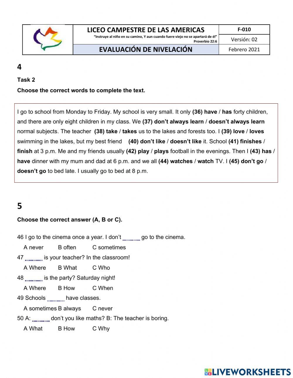 NIVELACION A1-SEGUNDO PERIODO