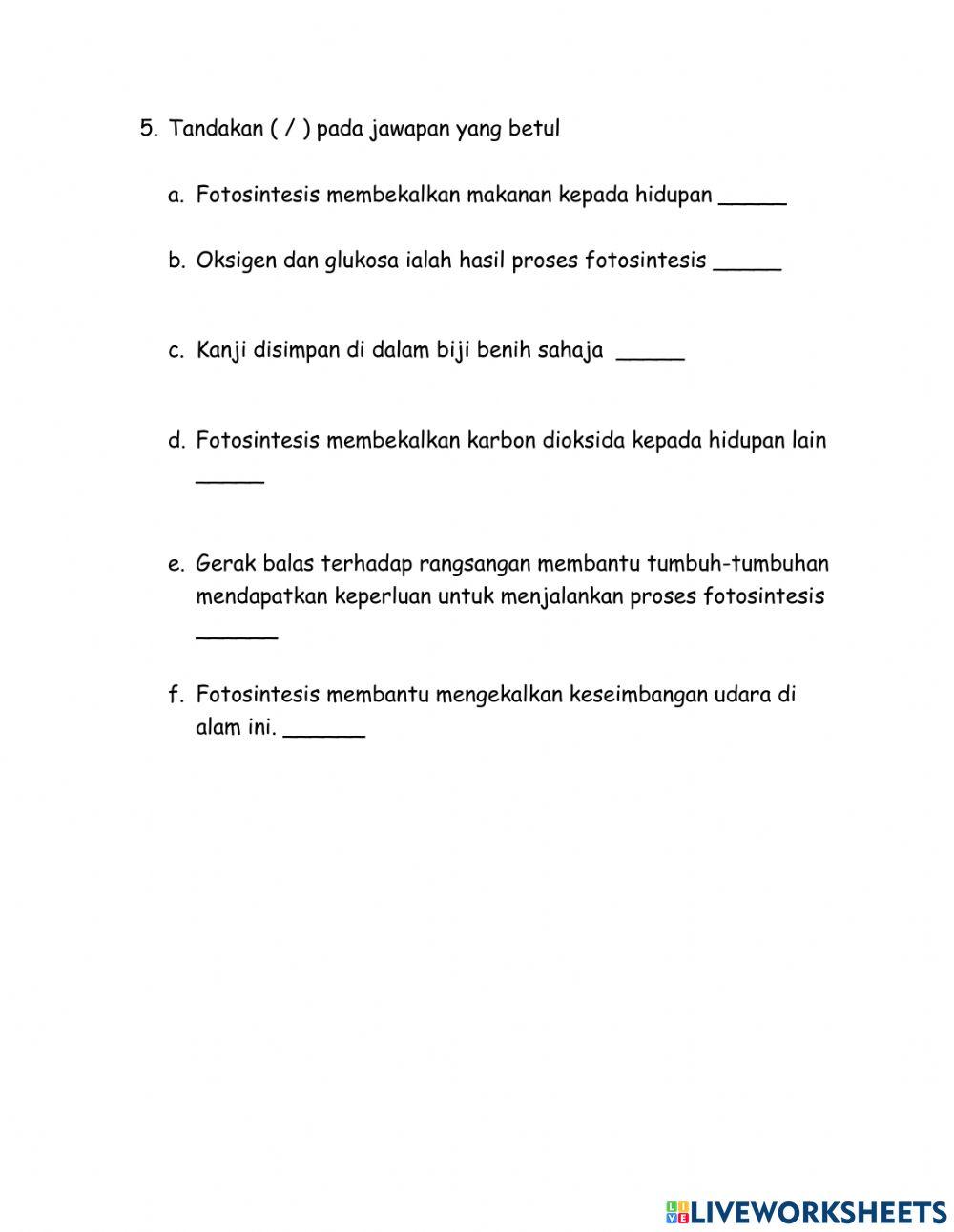 Latihan ulangkaji tajuk tumbuh-tumbuhan