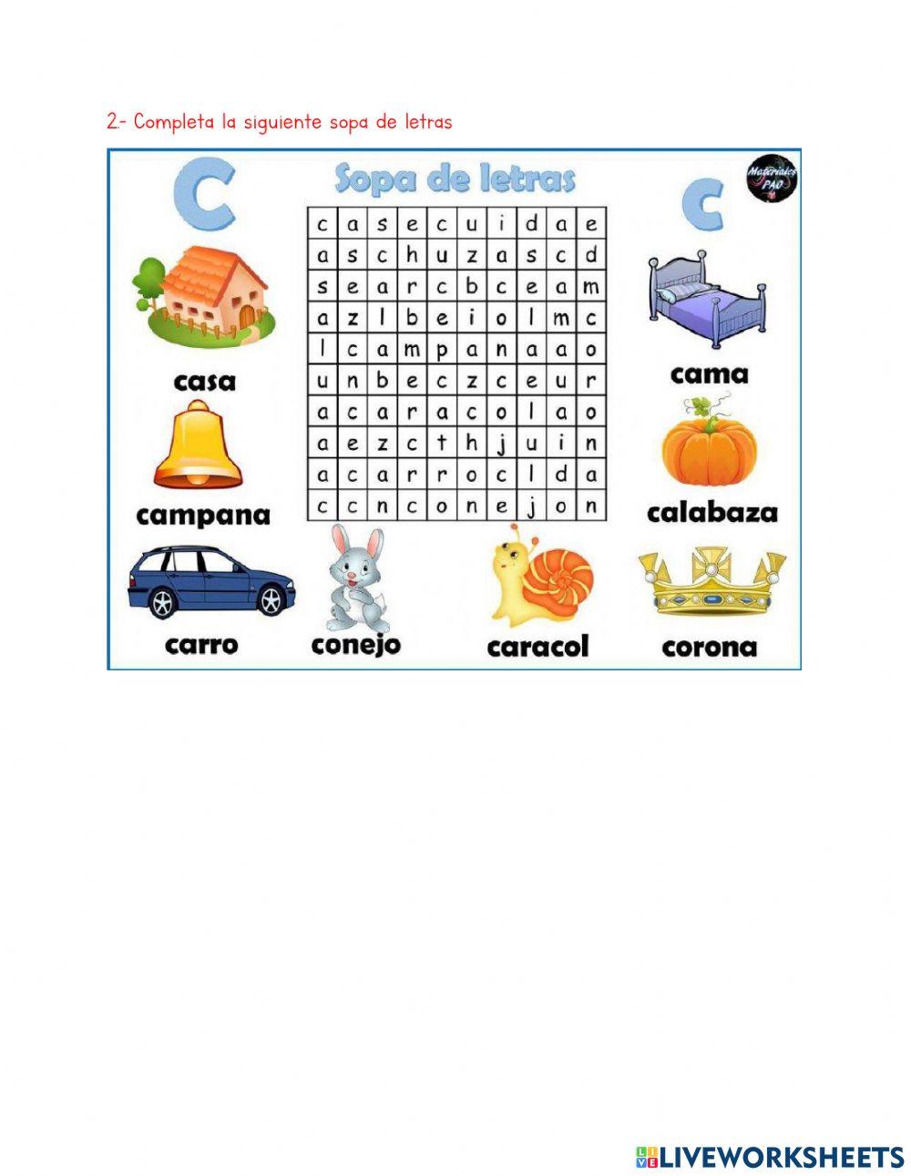 Sopas de letras para niños