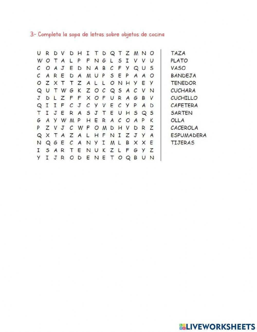 Sopas de letras para niños