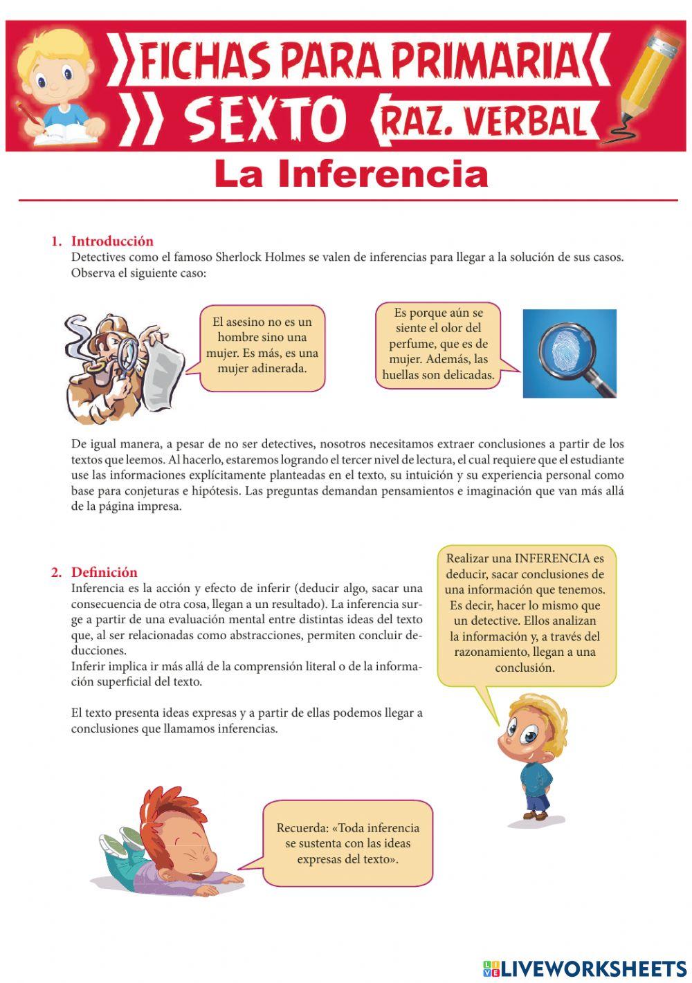 Pasos para infe… | Free Interactive Worksheets | 3190123, image size:1000x1421