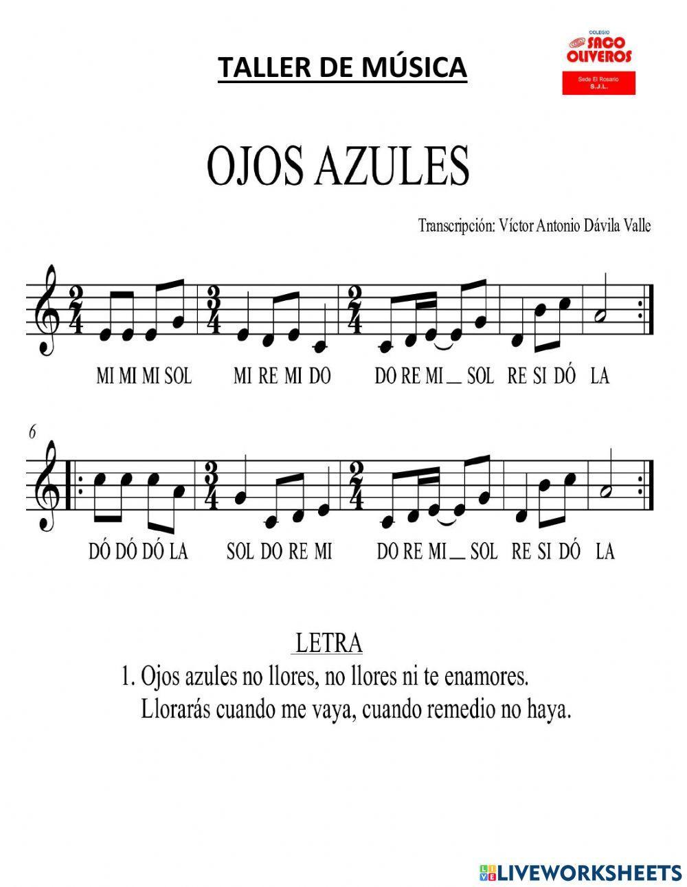 Musica ojos azules flauta dulce o xilofono Jamila