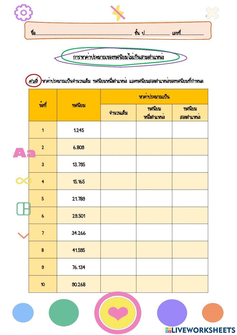 การประมาณค่าทศนิยม ป.5