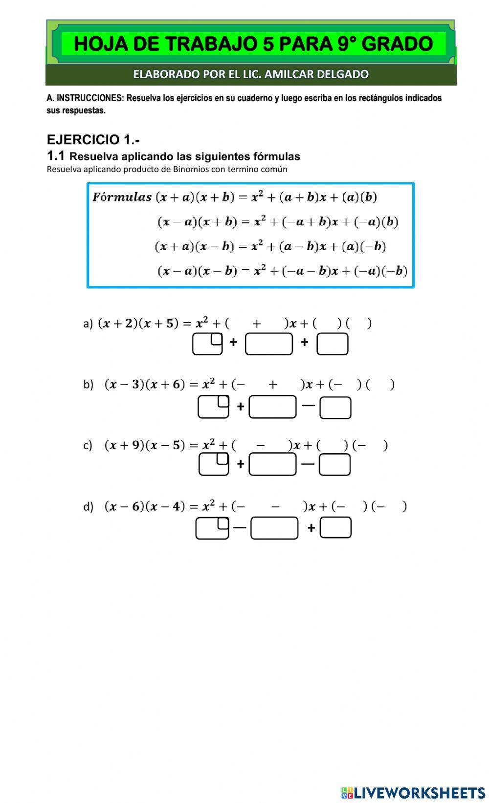 Producto de Binomio con Término Común