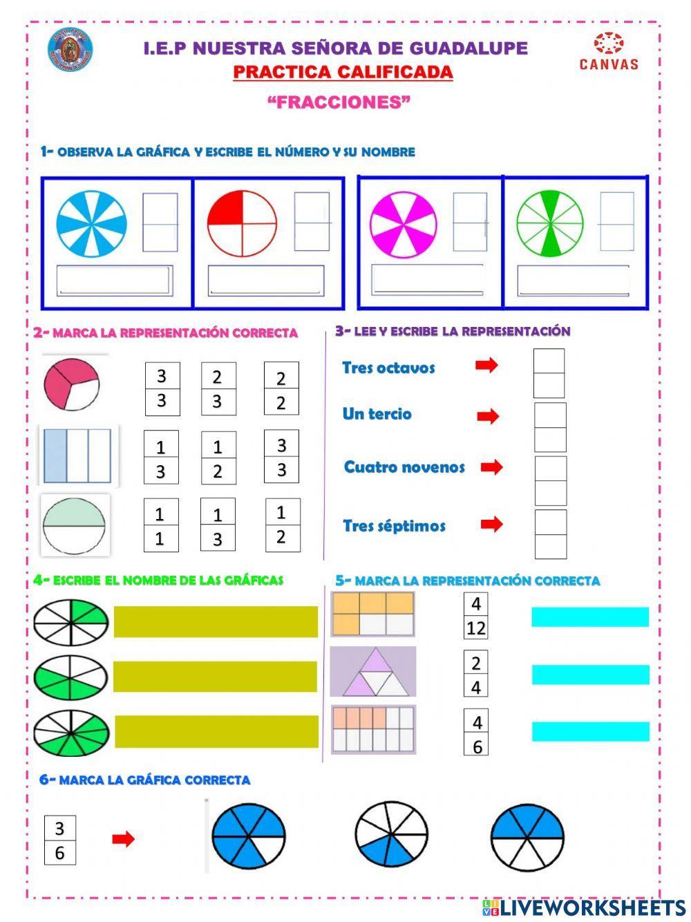 Lectura y escritura de fracciones