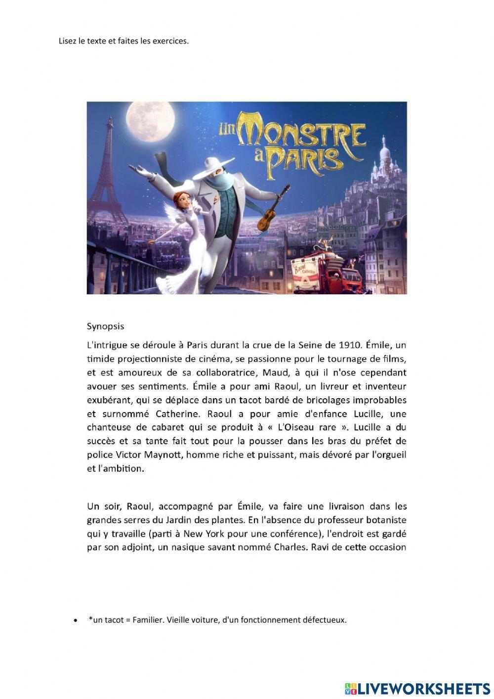 Synopsis - Un monstre à Paris