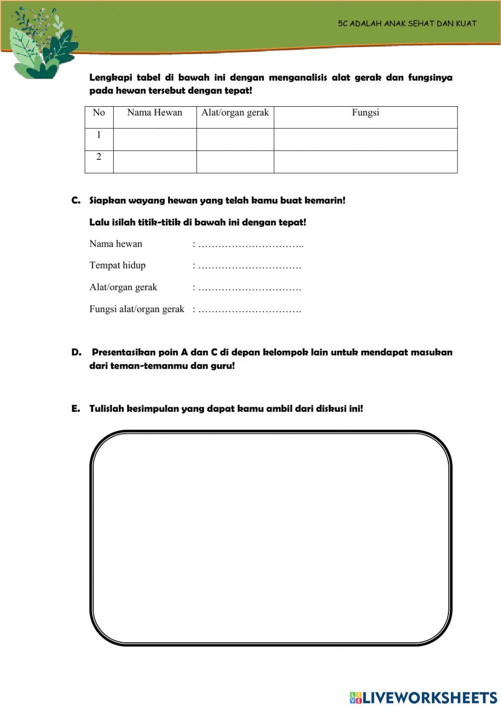 LKPD Kelas 5 Tema 1 Subtema 1 Pembelajaran 5