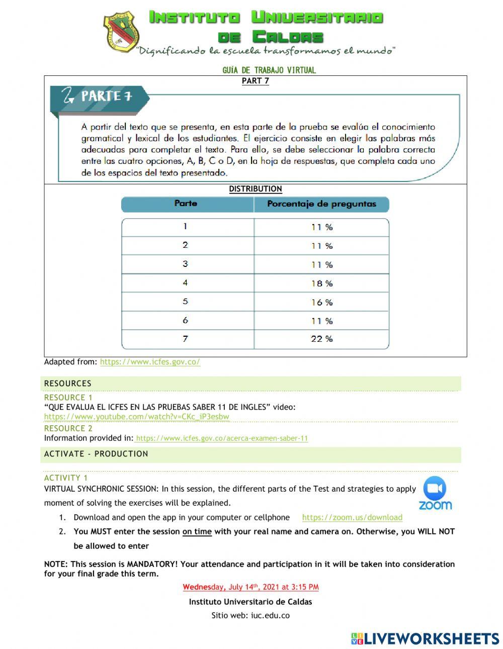 Preparation for SABER 11 Test - English section