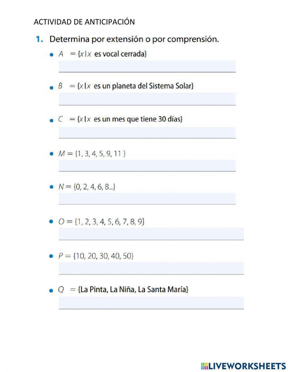 Determinación de conjuntos