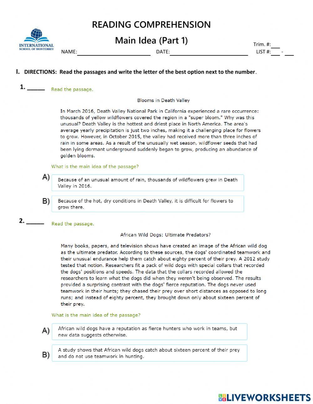 Reading Comprehension