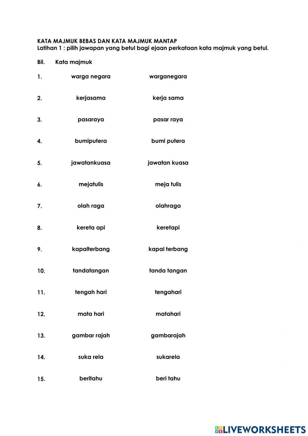 BM Tahun - Kata Majmuk