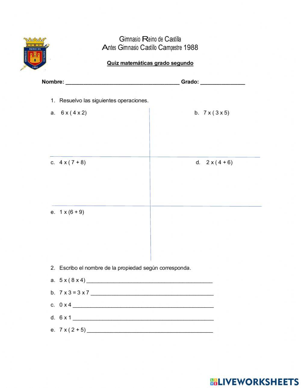 Quiz propiedades multiplicación