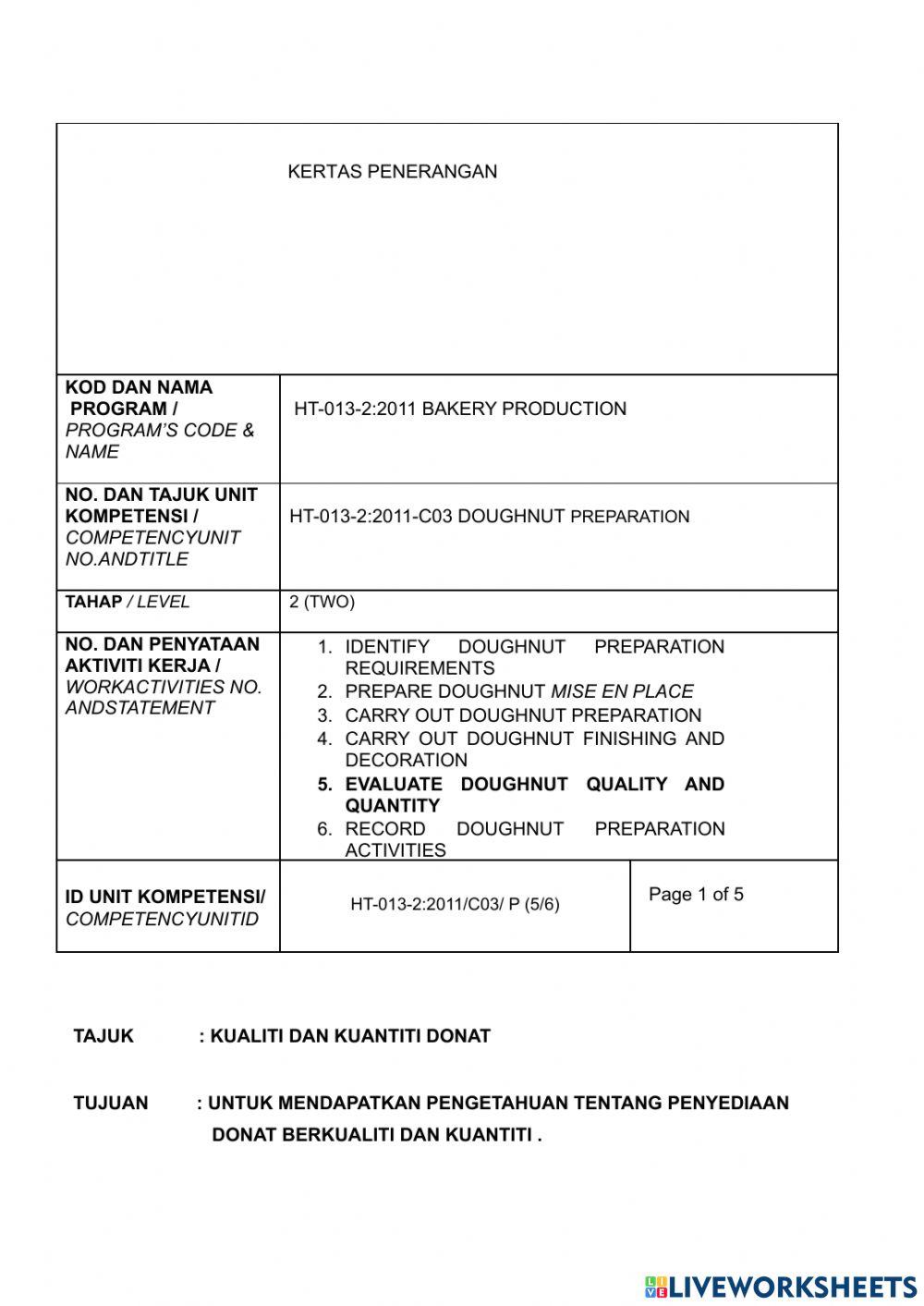 Kualitii dan kuantiti donut