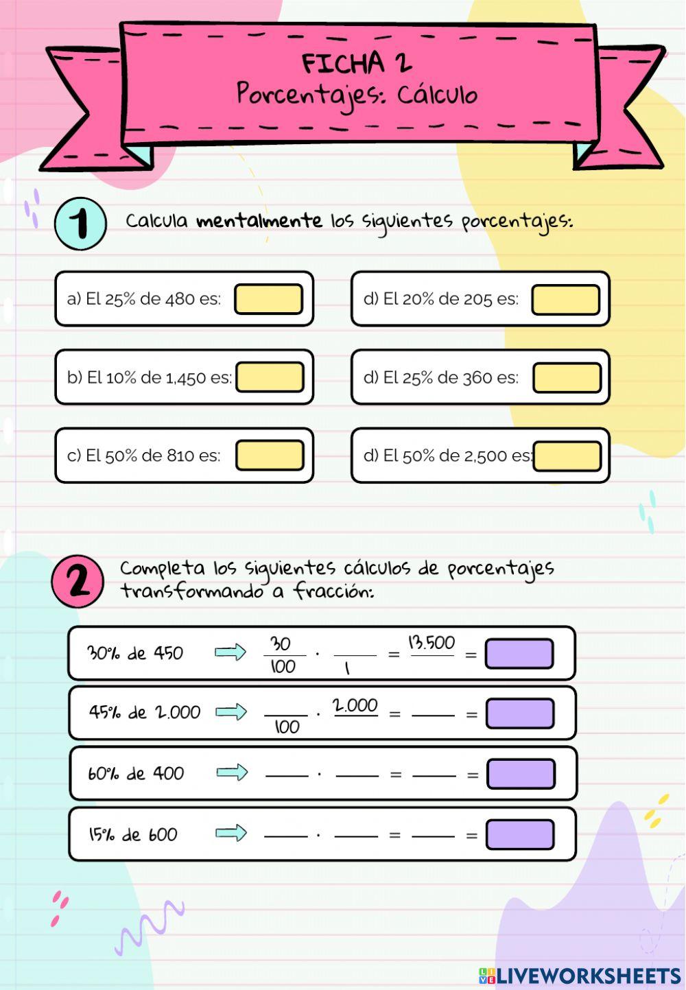 Ficha 2 - Cálculo de porcentajes (Sue)
