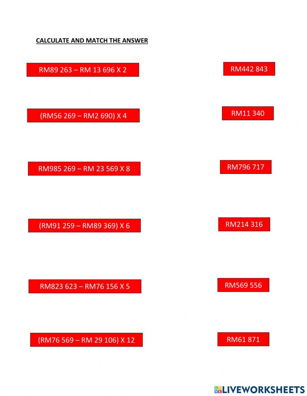 Mixed Operation Substraction
