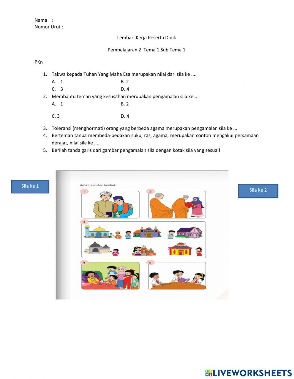 Pengamalan sila ke 1 dan 2