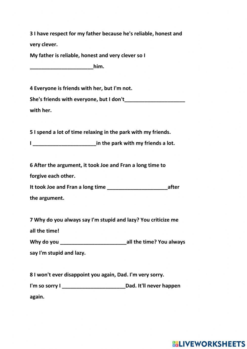 Unit 3 Special Relationship (Vocabulary Page 50)