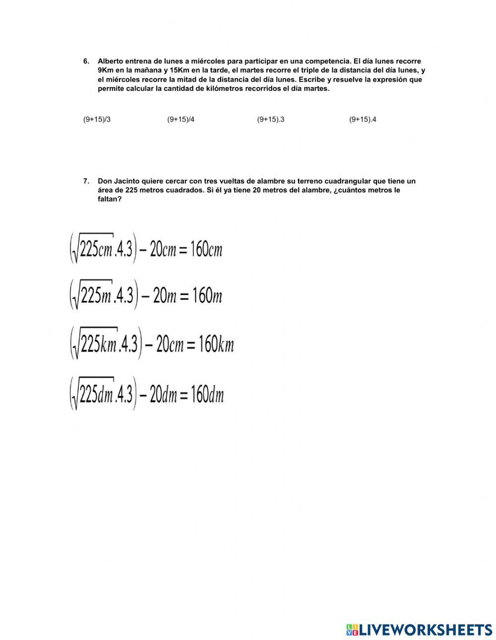 7mo evaluación de matemática