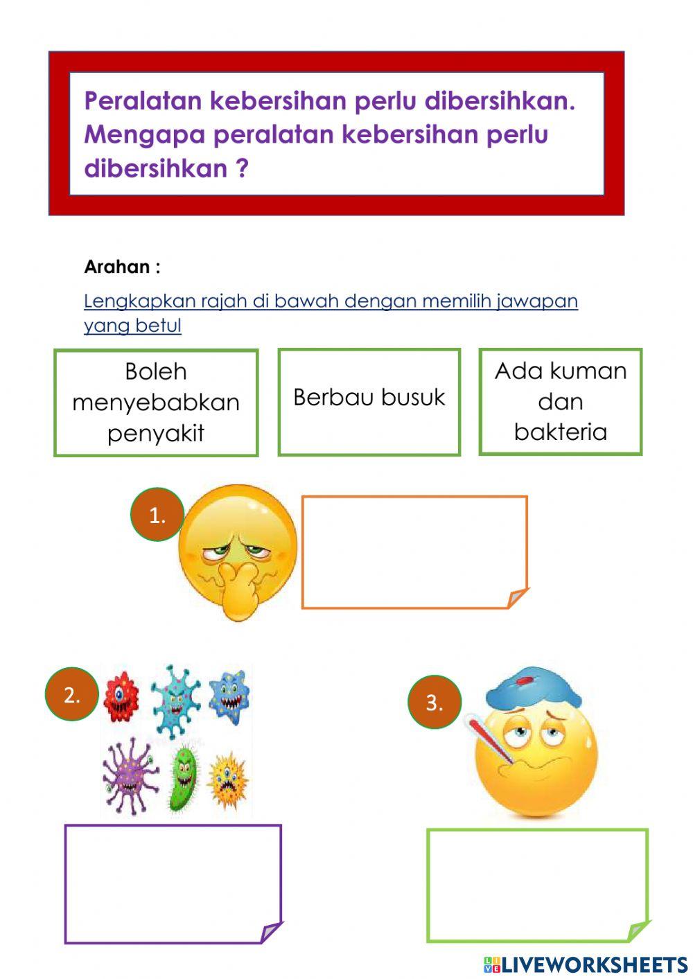 Membersihkan peralatan kebersihan diri