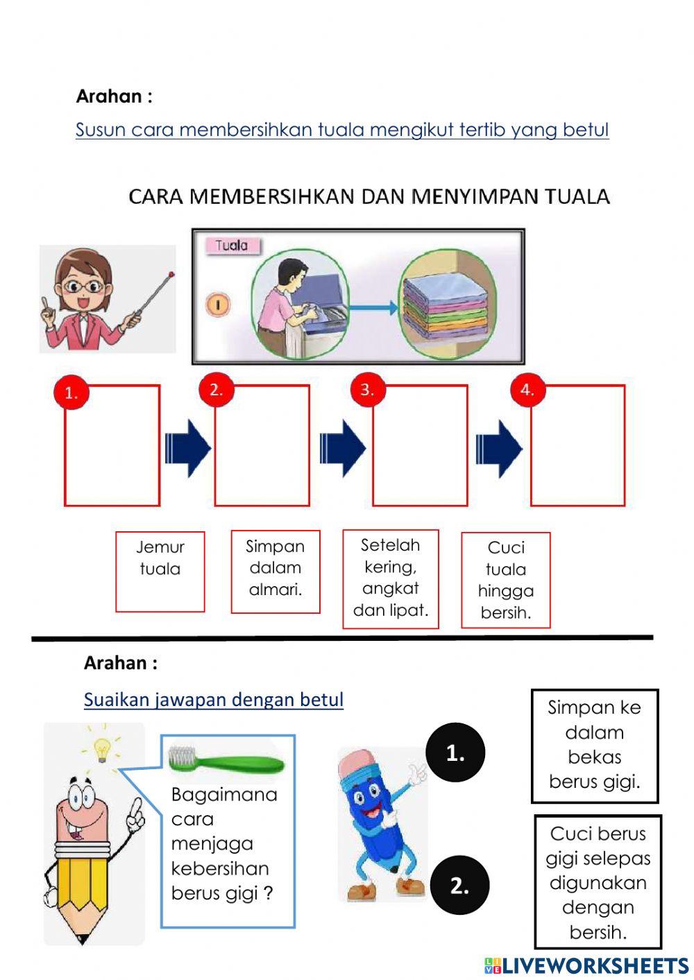 Membersihkan peralatan kebersihan diri 2