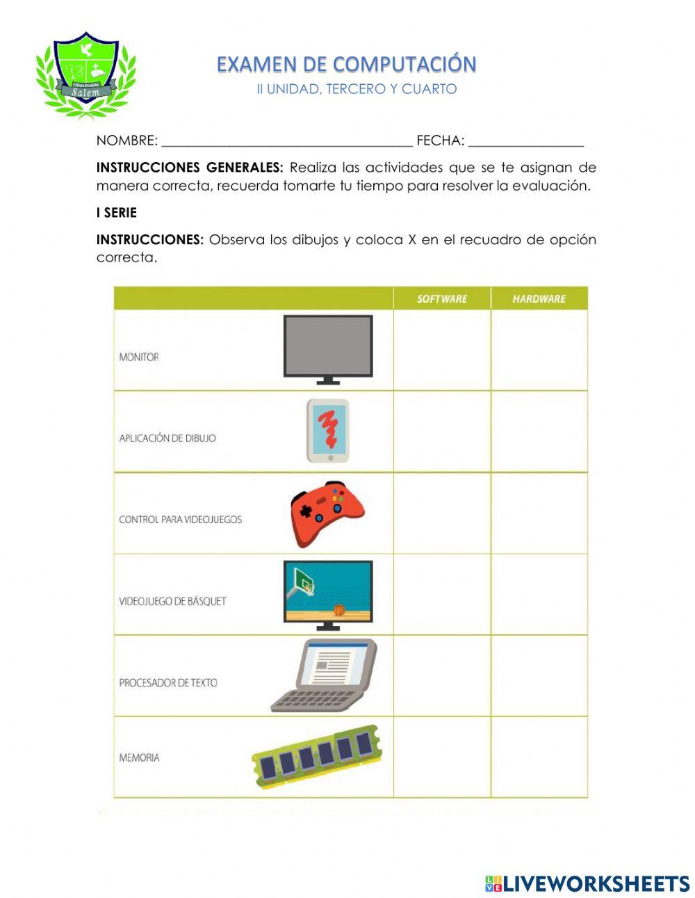 Evaluación tercero y cuarto