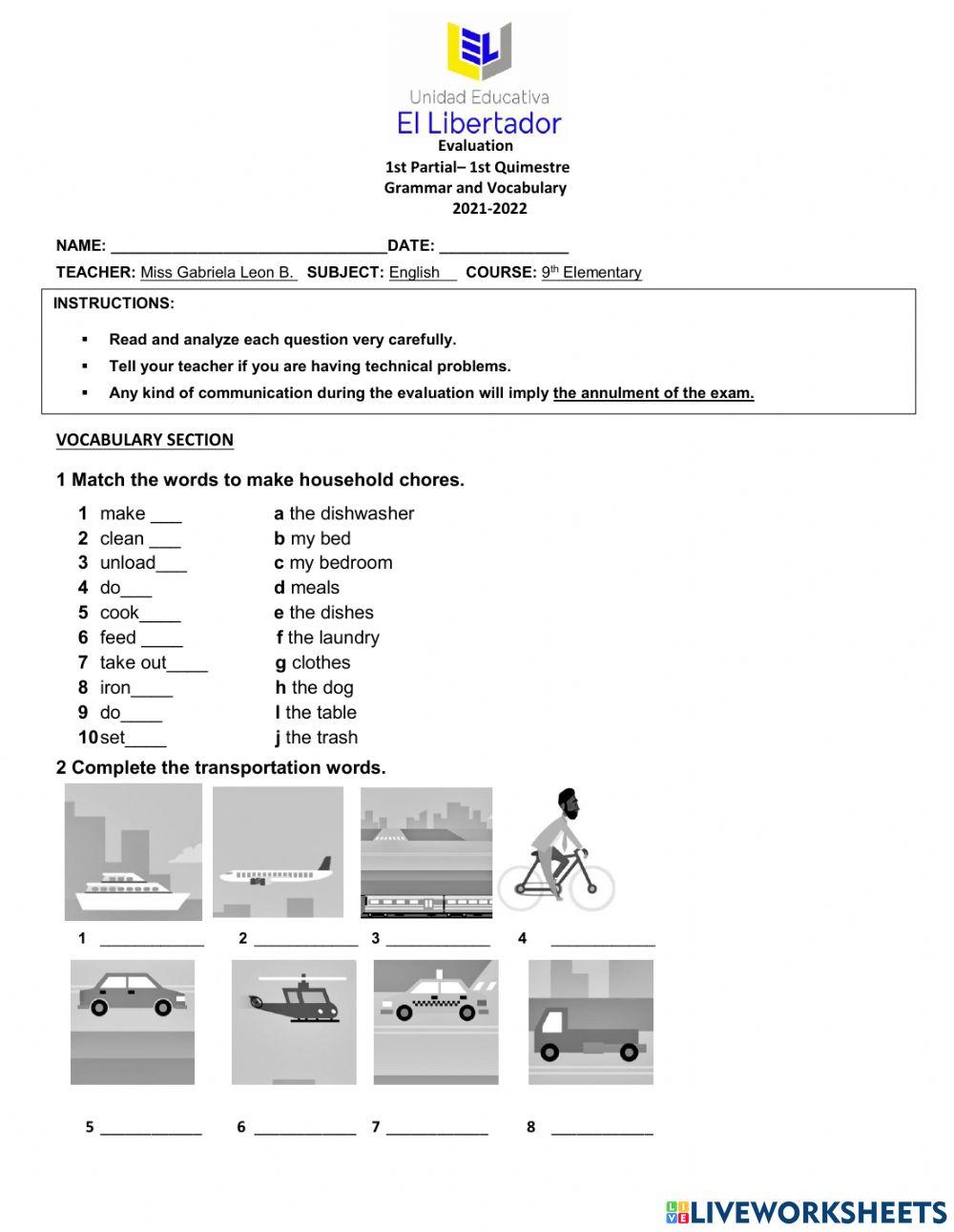 1t 1p 9th elementary g-v