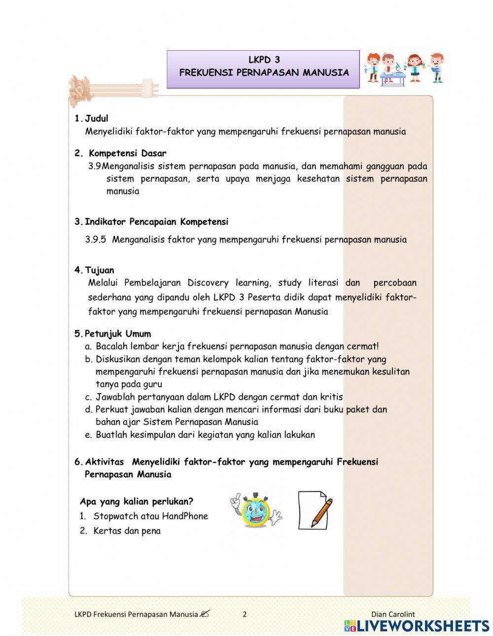 LKPD Frekuensi Pernapasan Manusia