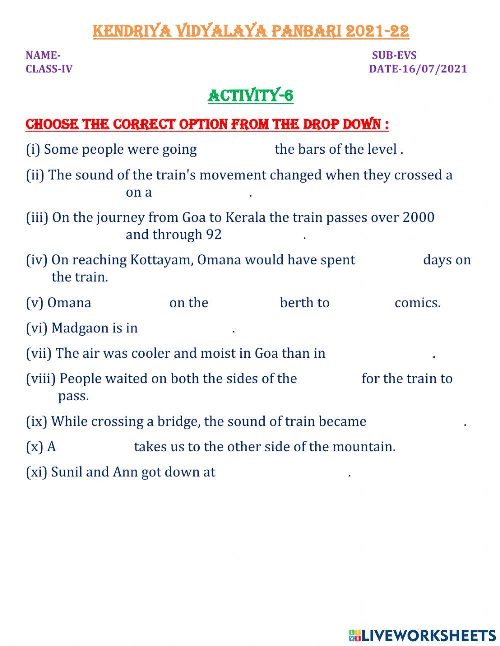 Choose correct answers from the drop down menu
