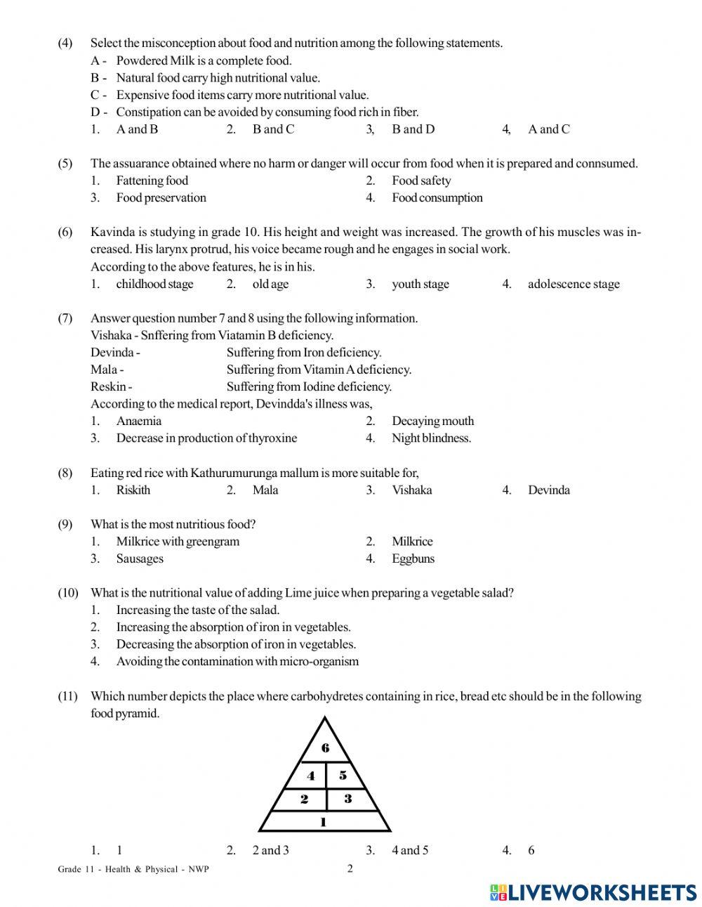 Health and Physical Education Grade 11- 2nd term past paper