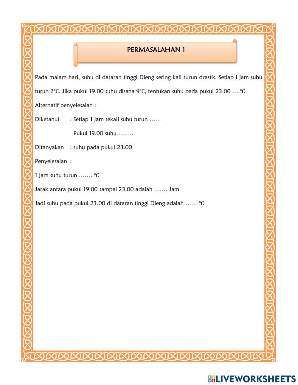 Operasi bilangan bulat penjumlahan dan pengurangan