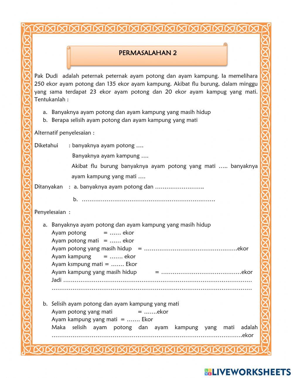 Operasi bilangan bulat penjumlahan dan pengurangan