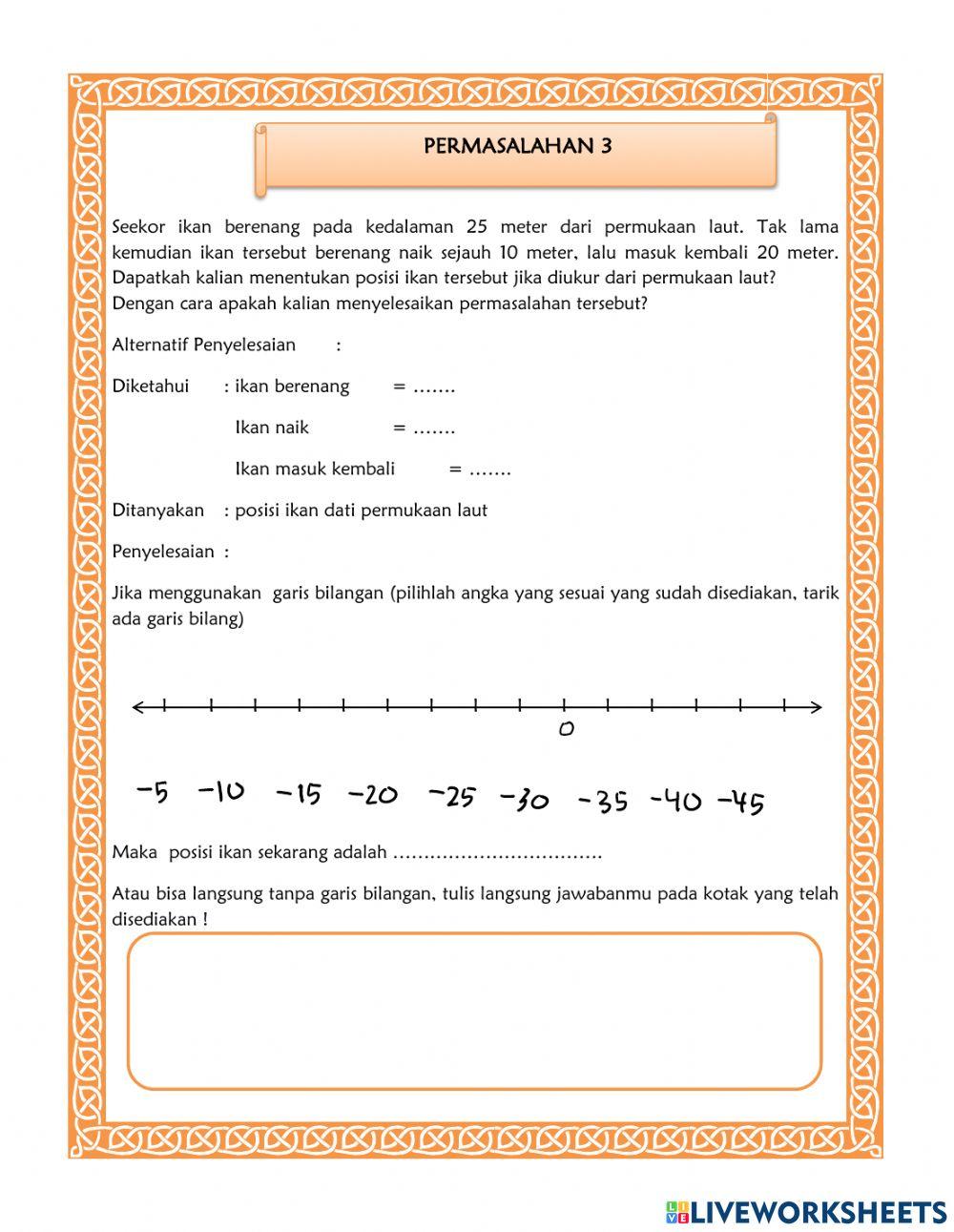 Operasi bilangan bulat penjumlahan dan pengurangan