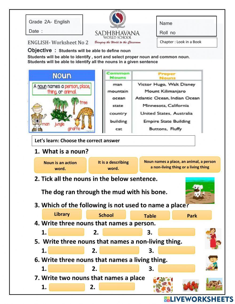 English Worksheet 2 grade 2