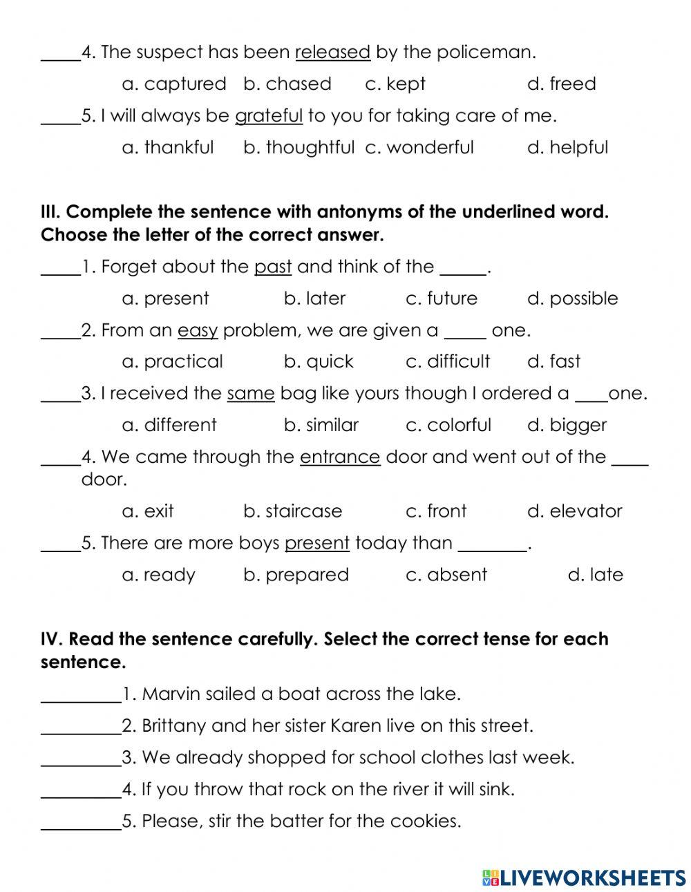 Culminating Exam - Summer Class (English) Culminating Exam - Summer Class (English)