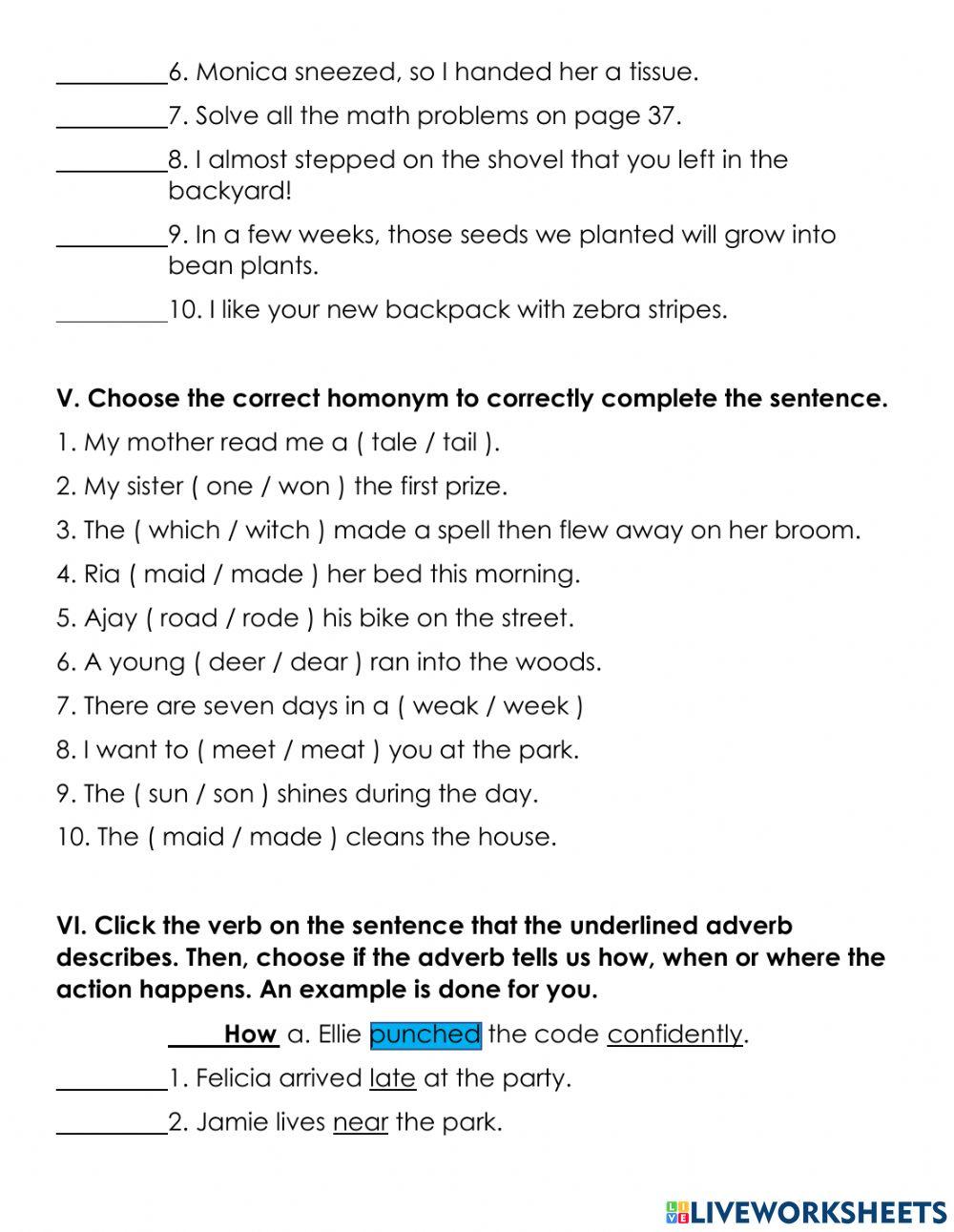 Culminating Exam - Summer Class (English)