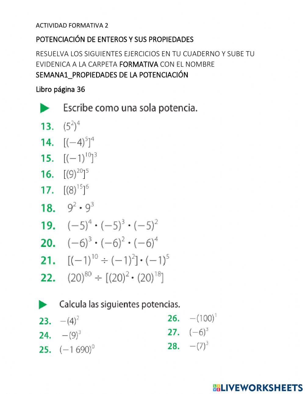 Propiedades de la Potenciación