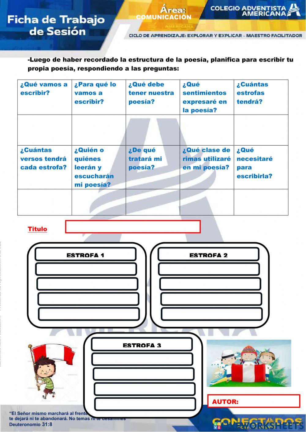 planificamos para escribir una poesia