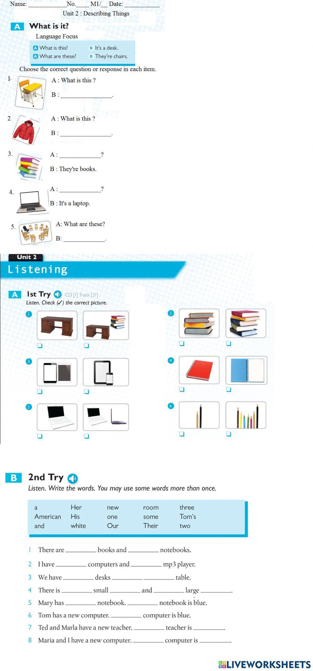 Unit 2: Describing Things Listening